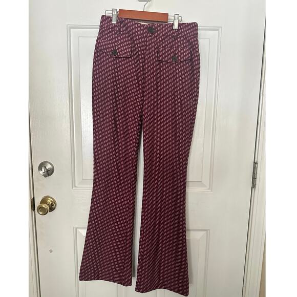 Anthropologie High Waisted Slim Flare Leg Pants Mahogany Women's Size 2 - Picture 3 of 7